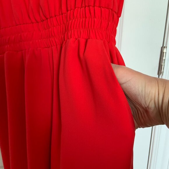 Amanda Uprichard Madison Jumpsuit Red Spaghetti Strap Romper Pantsuit Size P - Picture 6 of 16